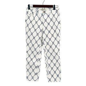 Coldwater Creek Nautical Ankle Jeans Womens Size 4 White Navy Print Straight